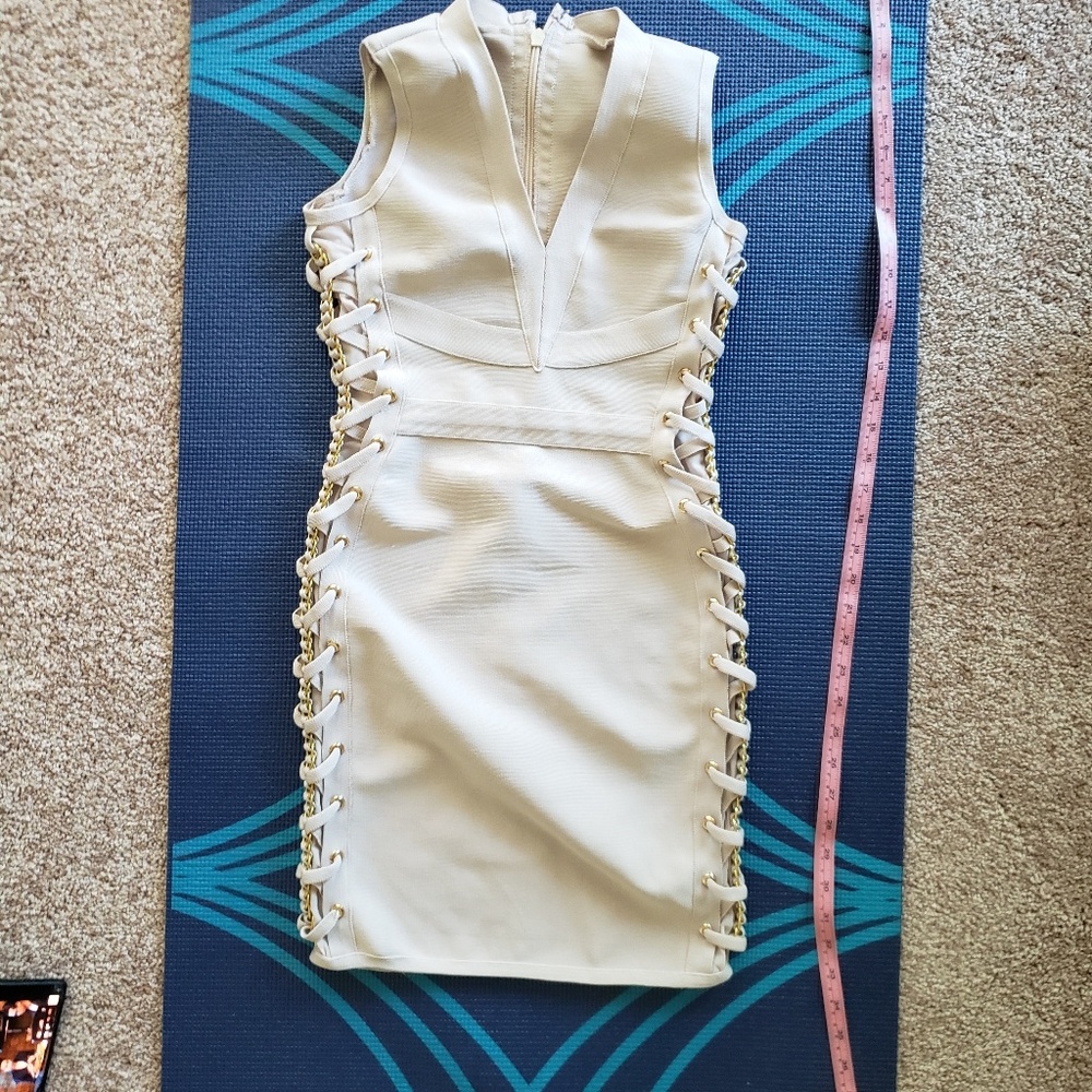 SOLD --- Tan sleeveless bandage dress